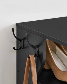 Wysoki szafka na buty SHOVERA z otwartymi półkami, czarny