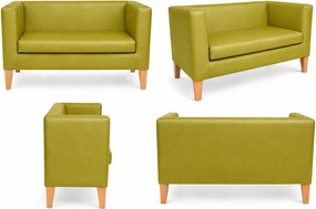 Sofa Monaco : Kolor nogi - Drewno, Kolor tkaniny - EKO-SKÓRA - 5D, Typ tkaniny - Eko-skóra , Wysokość nogi - 15 cm