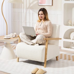 Elegancki Fotel HOMCOM w Skandynawskim Stylu z Tkaniną Sherpa, Kremowy