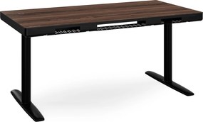 Biurko elektryczne sit-stand z szufladą i ładowarką bezprzewodową Qi czarne/orzech, 1400 mm: ELLIS