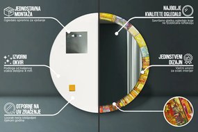 Kolorowy witraż Lustro z nadrukiem okrągłe