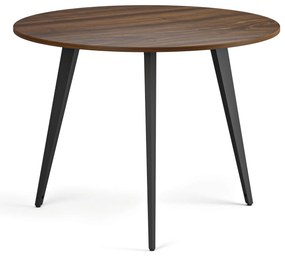 Stolik kawowy PRIMO VIBE, średnica 100 cm, czarna podstawa, orzech
