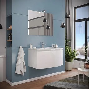 Mobilna szafka łazienkowa z białego światła "Ettore" 2-zamszowa z oświetleniem LED i ceramiczną umywalką cm 80x49 42h