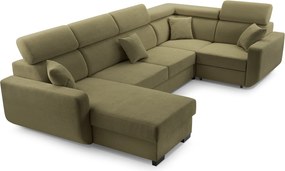 Masseno Narożnik CASTELLO z funkcją spania i pojemnikiem na pościel Narozniki U, Rozkładana sofa - Zielony, VELO 629