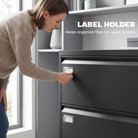 HOMCOM Szafka na dokumenty z 2 szufladami, zamykana, z regulowanym systemem zawieszek na teczki, 90 x 40 x 77,4 cm, czarna | Aosom PL