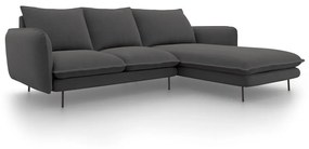 Ciemnoszara sofa narożna Cosmopolitan Design Vienna, prawostronna