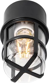 Lampa sufitowa i ścienna czarna z przezroczystym kloszem IP54 - Kiki