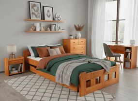 Łóżko Naomi podwyższone 120 x 200 cm, olcha Stelaż: Ze stelażem listwowym rolowanym, Materac: Bez materaca