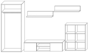 Komplet mebli do salonu z szafą antracyt + dąb artisan Lorenza 3X