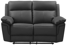 Kanapa 2-osobowa z funkcją relax ze skóry bawolej PAKITA - kolor czarny