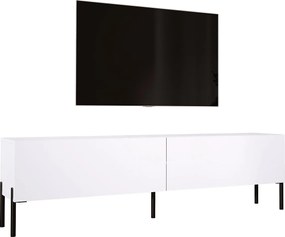 Szafka RTV: Biała matowa, nogi czarne, 170 x 52 x 32 cm