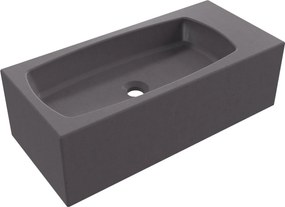 Umywalka betonowa wisząca / nablatowa prostokątna bez otworu na baterię 65 x 30 cm z półką ZALM | różne kolory : Kolor - Brązowy, Typ montażu - podwieszana