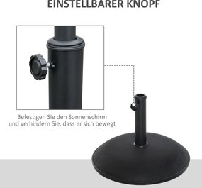 Outsunny Podstawa na Parasol 25kg Stalowa Wytrzymała na Warunki Pogodowe Czarna | Aosom PL