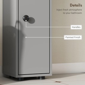 kleankin Szafka łazienkowa, 4 półki, szuflada, płyta wiórowa, smukły design, szara | Aosom PL