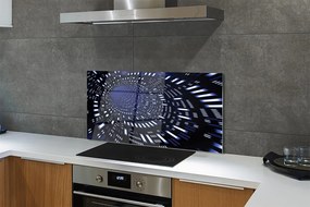 Panel szklany do Kuchni Błękitny Tunel Przestrzenny 3D