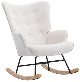 Fotel bujany z beżowej tkaniny melanż - ELMINA II