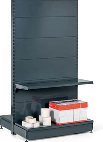 Regał sklepowy obustronny, pełne ścianki, 2200 x 1000 x 900 mm, dodatkowy, antracyt