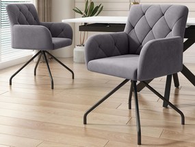 Zestaw 2 tapicerowanych krzeseł z weluru z metalowymi nogami - Szary