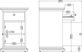 Wąska szafka nocna z szufladą Paris, kolor szary