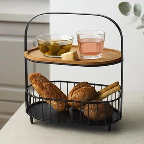 Patera do serwowania przekąsek ALBA, metalowy koszyk z uchwytem, 24 x 15 x 25 cm