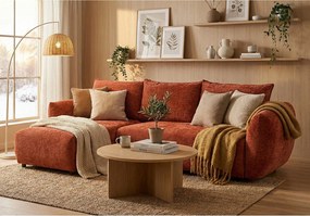 Stylowy narożnik rozkładany lewostronny ZEPHIRA 258x170 cm w tkaninie FLOW 9 pomarańczowej