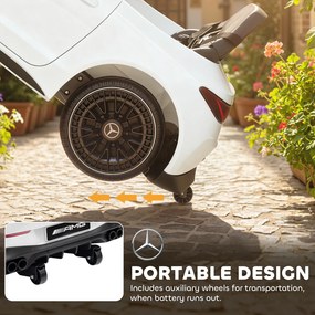 AIYAPLAY Dziecięcy samochód elektryczny, design Mercedes, silniki 12V, pilot, światła LED, muzyka, dla dzieci 3-6 lat, Biały