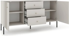 Komoda do Salonu Sypialni SOFT 154 cm Kaszmir Ryflowana Dwudrzwiowa z Szufladami Nowoczesna