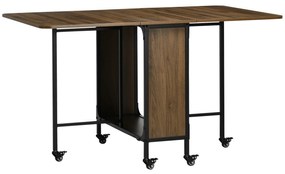 HOMCOM Mobilny Składany Stół, 2 Rozkładane Powierzchnie, 130 cm x 80 cm x 74 cm, Brązowy