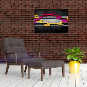 Obraz kolorowej abstrakcji na czarnym tle (70x50 cm)