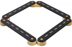 Ścieżka sensoryczna drewniana, balance beam, 4 elementy, czarna - meowbaby®