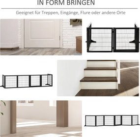 PawHut Barierka Ochronna dla Psów Składana z Drewna Sosnowego i Metalu Czarna 432x36x70cm | Aosom PL