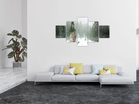 Obraz lamparta na śniegu (125x70 cm)