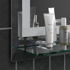 kleankin LED Lustro łazienkowe, ściemnialne, przeciwmgielne, z przełącznikiem dotykowym, półka, 50 x 70 cm, Srebrny