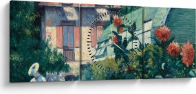 Obraz - Gustave Caillebotte, Dahlias, Garden at Petit Gennevilliers, reprodukcje (z zegarem) (90x30 cm)