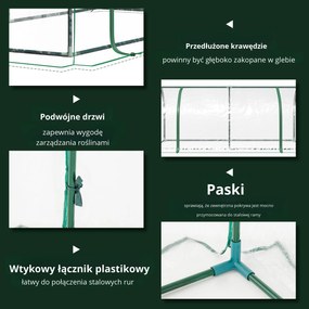 Szklarnia Outsunny, szklarnia z drzwiami, chłodnia, domek dla roślin, szkółka roślin, stal PVC, 200 x 100 x 80 cm