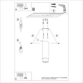 Plafon NERO 22,5 czarny/chrom tuba SOLLUX  LIGHTING