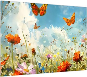 Obraz - Motyle na letniej łące (70x50 cm)