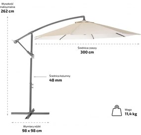 Ogrodowy składany parasol przeciwsłoneczny SOLIMARE 300 cm, niebieski