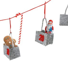 Wieszany kalendarz adwentowy BAGLANDER 5 m, szary