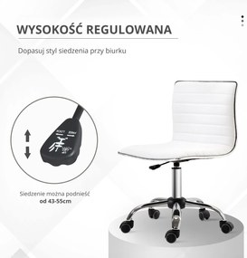 HOMCOM Fotel Fryzjerski Krzesło Salonowe Obrotowe Oparcie Regulacja Wysokości Stal PU Białe | Aosom PL