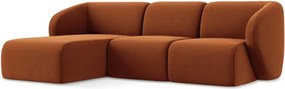 Aksamitny narożnik (lewostronny/z szezlongiem) w kolorze terakoty Lani – Makamii
