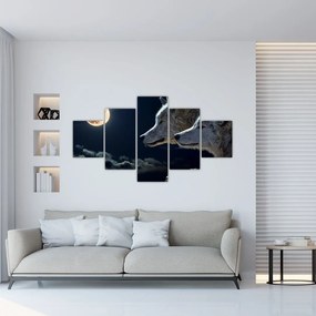Obraz wilków wyjących do księżyca (125x70 cm)
