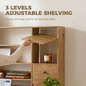 HOMCOM Biurko komputerowe z 4 szufladami i półkami, biurko 105 cm, drewno naturalne | Aosom PL