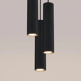 Lampa wisząca KARBON 3P czarna ryflowana  SOLLUX  LIGHTING