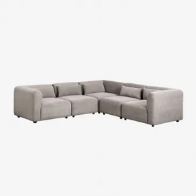 Sofa Modułowy Narożny 5-częściowy Fogler Sztruks Jasny Szary Taupe - Sklum