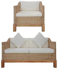 2-częściowy zestaw wypoczynkowy, sofa i fotel, naturalny rattan - Otma 3F