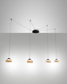 Lampa wisząca LED Arabella z metalu i bursztynowego szkła dmuchanego 3547-49-125 Fabas Luce