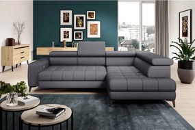 Narożnik BAGGIO Prawostronny z funkcją spania, wolnostojący tkanina LETTO 93 Ciemnoszary WERSAL