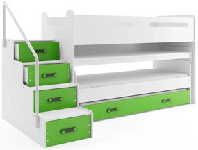 Biało-zielone 3-poziomowe łóżko z biurkiem G1-R18
