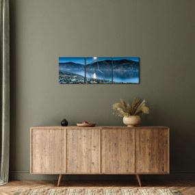 Obraz nocnego krajobrazu, Islandia (z zegarem) (90x30 cm)